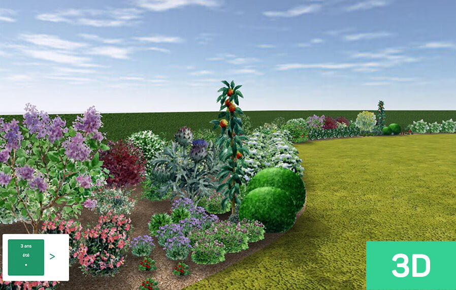 Example of 3D image of nourishing garden created with Draw Me A Garden tool