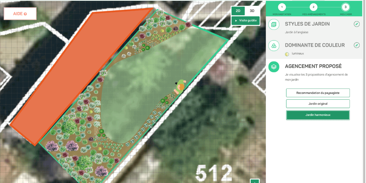 interface de notre logiciel de creation de plan de jardin 3D