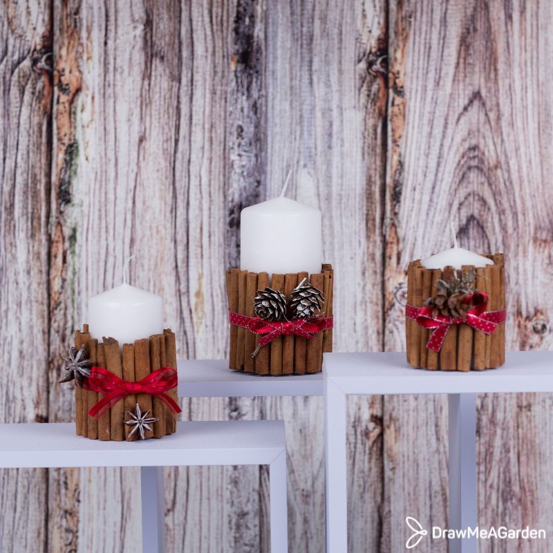 DIY bougie de Noël épicée avec des bâtons de cannelle