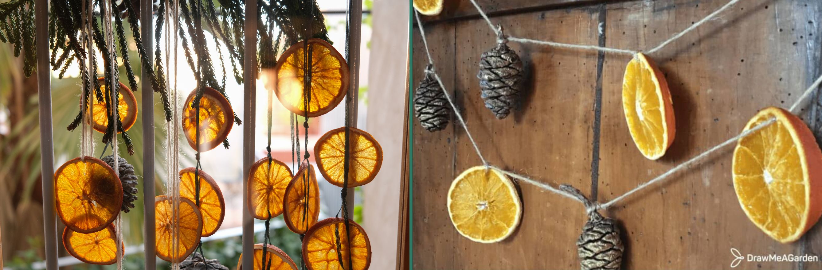 DIY guirlande de Noël avec des pommes de pin et des oranges séchées