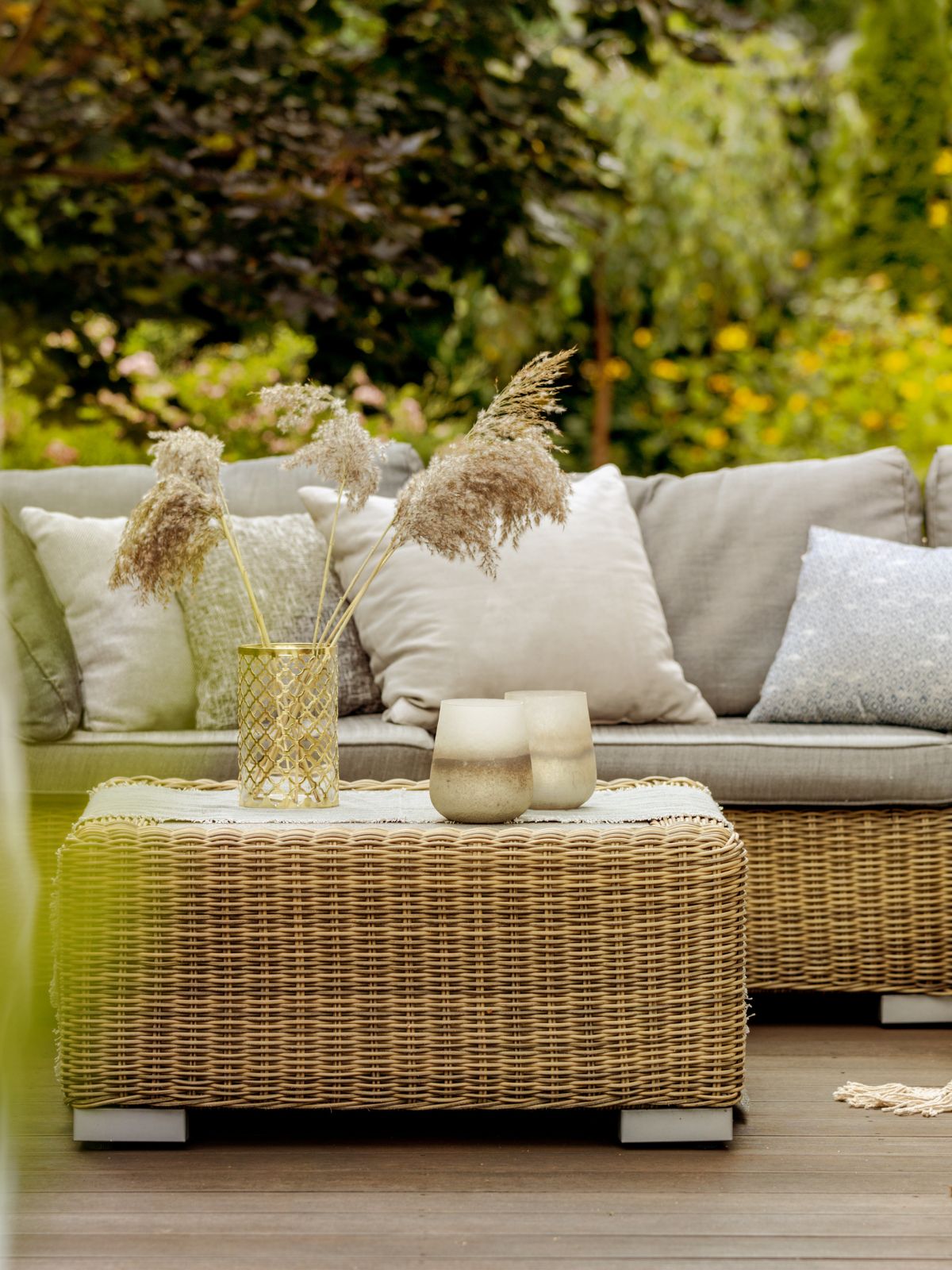 Terrasse décorée fleurs séchées