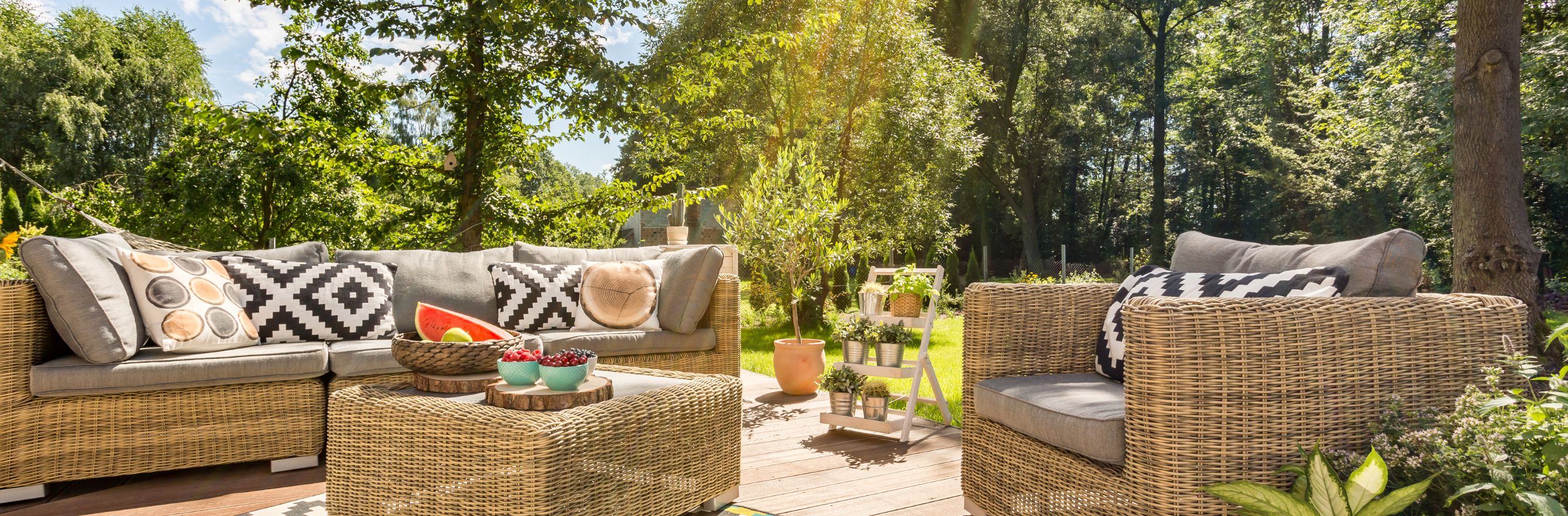 Jardin avec une terrasse