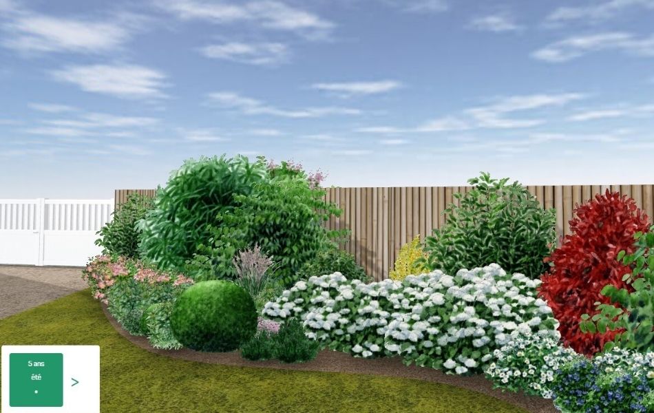 jardin anglais et ses plantes en 3D