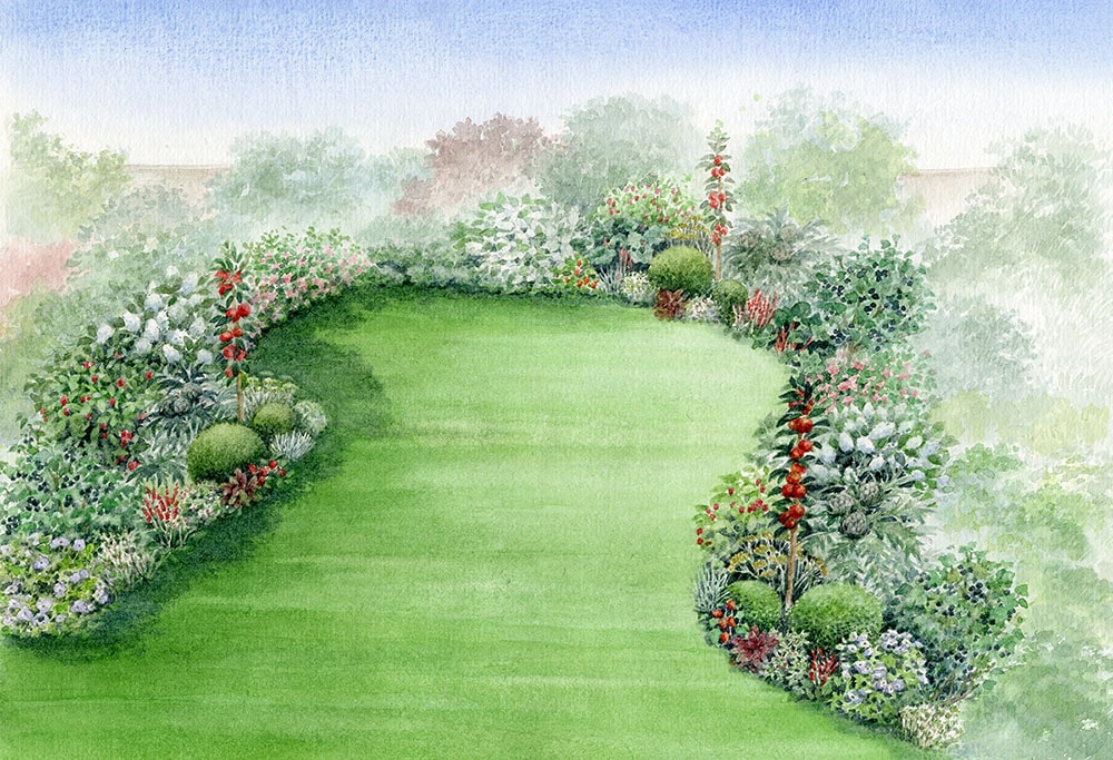 Watercolor of the Nourishing garden by Noelle Le Guillouzic