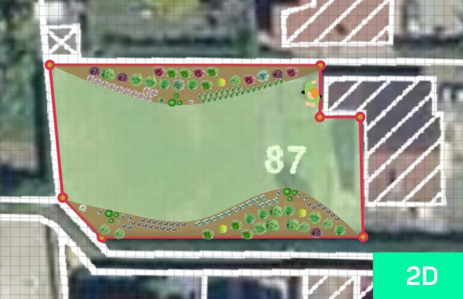 Example of 2D image of english garden created with Draw Me A Garden tool