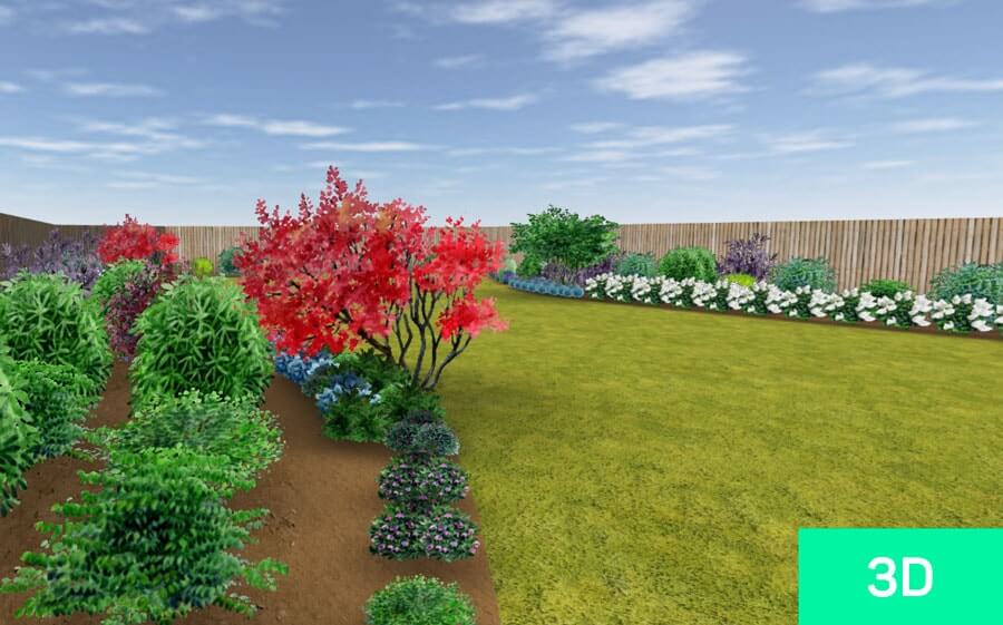 Example of 3D image of free garden created with Draw Me A Garden tool