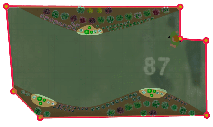 mise en évidence des zones focales qui composent un jardin draw me a garden sur une vue 2D extraite de l'outil 3D