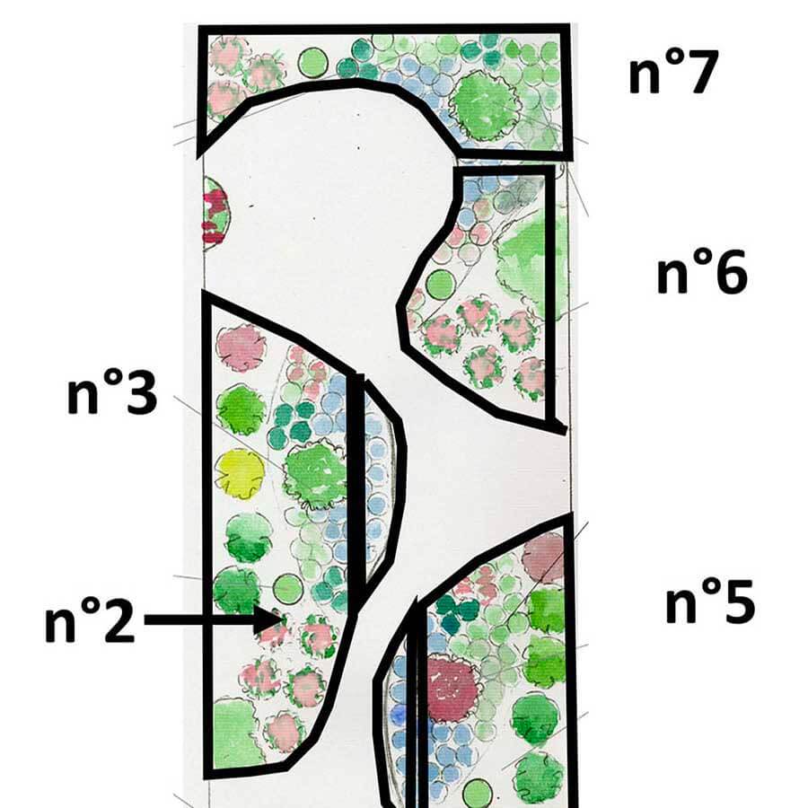 drawing of the global plan provided by draw me a garden to position the biodegradable cardboards