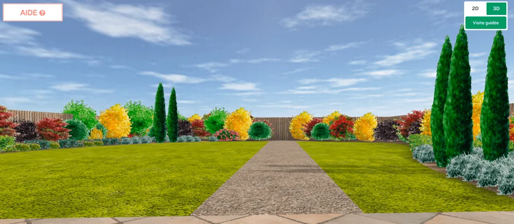 vue 3d d'un jardin mediterraneen dans l'outil 3D Draw Me A Garden