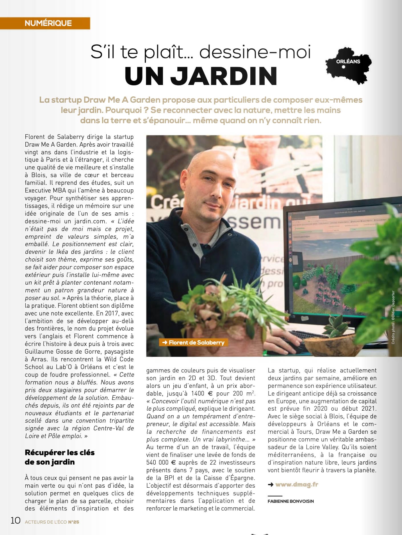 Article de presse sur Draw Me A Garden publié dans le magazine Acteurs de l'éco.