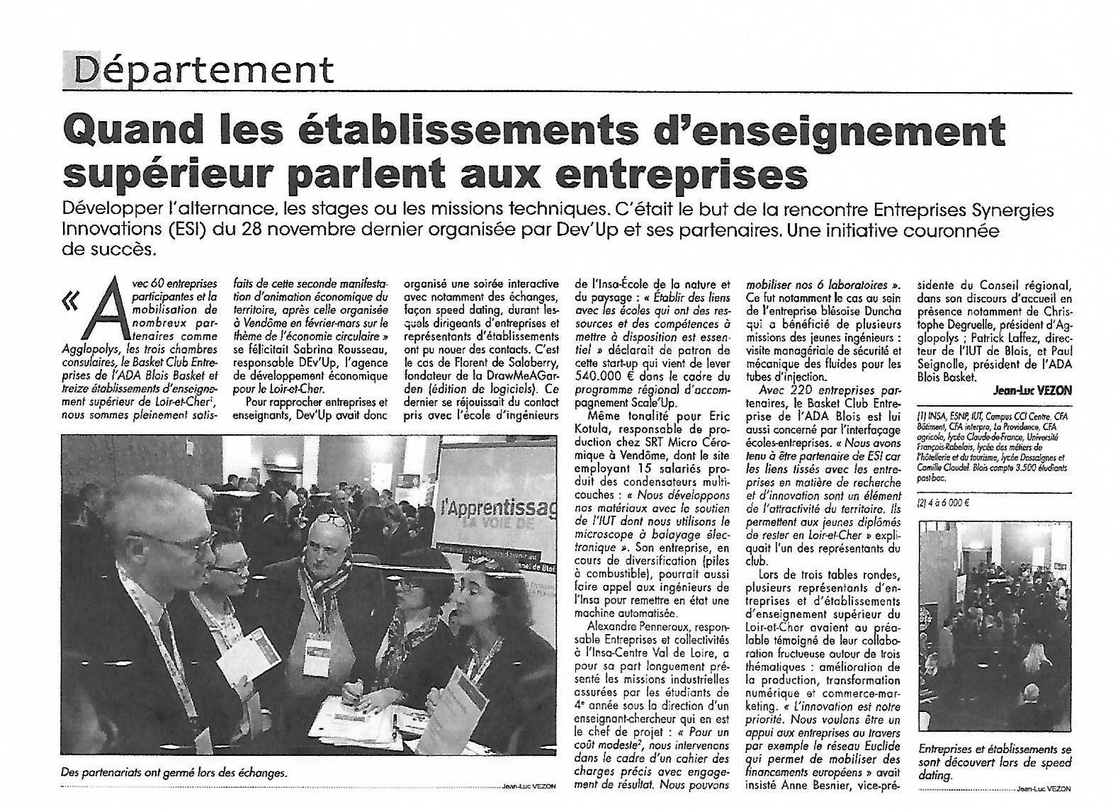 Article sur Draw Me A Garden paru dans le journal La Renaissance du Loir&Cher