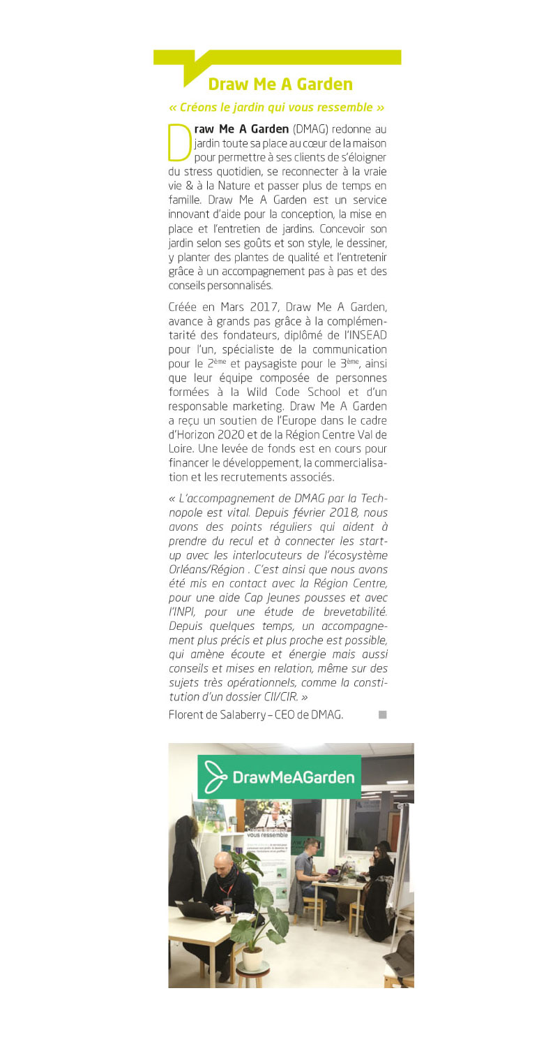 Article de presse sur Draw Me A Garden publié dans le magazine La lettre technopolitaine.