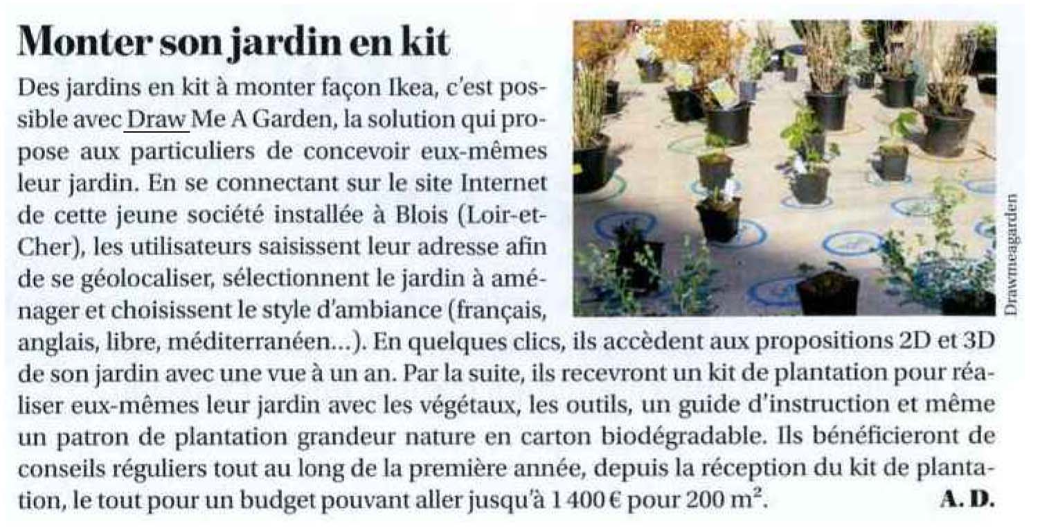 Article de presse sur Draw Me A Garden publié dans Le Moniteur Négoce