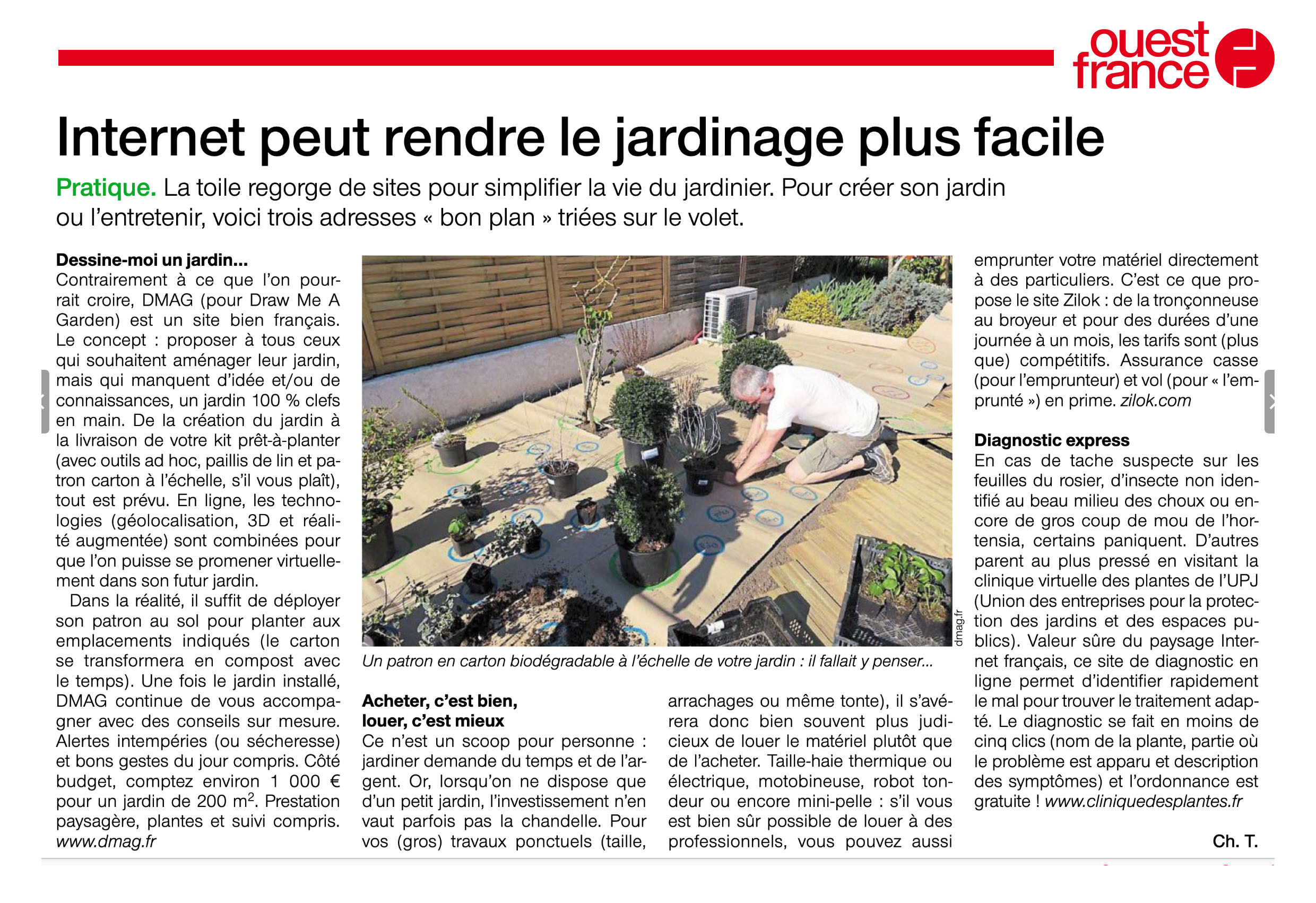 Article de presse sur Draw Me A Garden publié dans le journal Ouest France